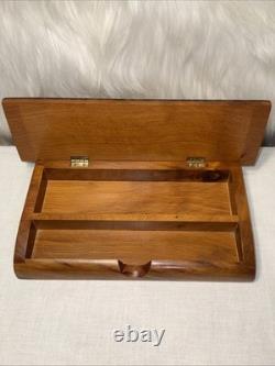 Vintage Moroccan Thuja Wood Geometric Inlay Desk Jewelry Keepsake Box Hinged Lid