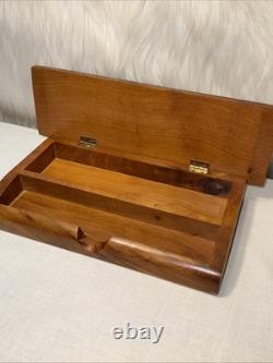 Vintage Moroccan Thuja Wood Geometric Inlay Desk Jewelry Keepsake Box Hinged Lid