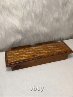 Vintage Moroccan Thuja Wood Geometric Inlay Desk Jewelry Keepsake Box Hinged Lid Vintage Moroccan Thuja Wood Geometric Inlay Desk Jewelry Keepsake Box Hinged Lid