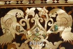 Vintage Mother of Pearl Inlay Wooden Box, Hexagonal Keepsake Trinket Jewelry Box