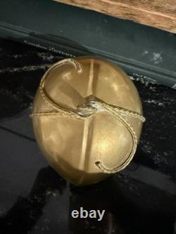 Vintage NEIMAN MARCUS Solid Brass Trinket Box Egg or Nut Shaped Ribbon Decor