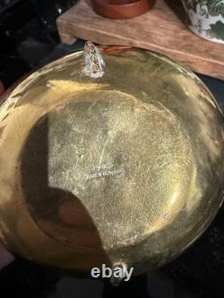 Vintage NEIMAN MARCUS Solid Brass Trinket Box Egg or Nut Shaped Ribbon Decor