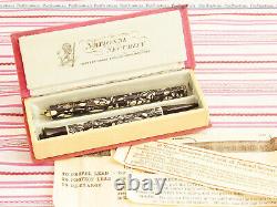Vintage National Security Rosemary Black Spider-web Fountain Pen Pencil Box-set