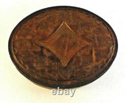 Vintage Navajo Handcrafted Decorated Leather Oval Box-4 3/4 x 3 5/8 x 1 3/4