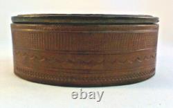Vintage Navajo Handcrafted Decorated Leather Oval Box-4 3/4 x 3 5/8 x 1 3/4
