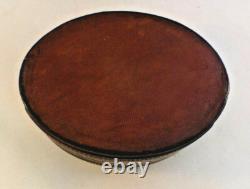 Vintage Navajo Handcrafted Decorated Leather Oval Box-4 3/4 x 3 5/8 x 1 3/4