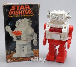 Vintage New Bright (Hong Kong) Plastic Battery Op Star Fighter Robot BOXED