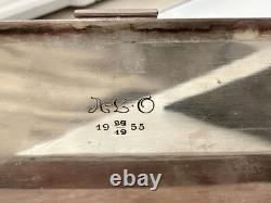 Vintage NickelSilver Plated Wooden Rectangular Box 20th Century Engraved in 1955
