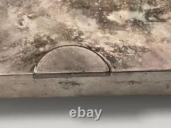 Vintage NickelSilver Plated Wooden Rectangular Box 20th Century Engraved in 1955