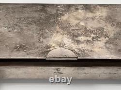 Vintage NickelSilver Plated Wooden Rectangular Box 20th Century Engraved in 1955
