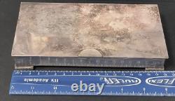 Vintage NickelSilver Plated Wooden Rectangular Box 20th Century Engraved in 1955