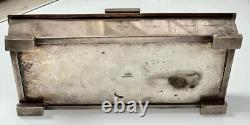 Vintage NickelSilver Plated Wooden Rectangular Box 20th Century Engraved in 1955