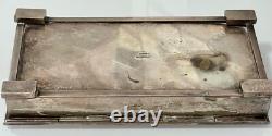 Vintage NickelSilver Plated Wooden Rectangular Box 20th Century Engraved in 1955