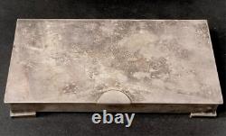 Vintage NickelSilver Plated Wooden Rectangular Box 20th Century Engraved in 1955