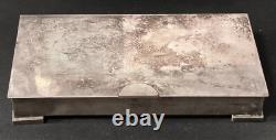 Vintage NickelSilver Plated Wooden Rectangular Box 20th Century Engraved in 1955