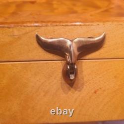 Vintage Noblev Wood Hawaiian Marquetry Dolphin Jewelry Box Exotic Wood Inlay Vintage Noblev Wood Hawaiian Marquetry Dolphin Jewelry Box Exotic Wood Inlay