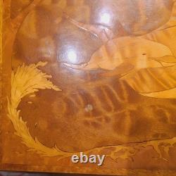 Vintage Noblev Wood Hawaiian Marquetry Dolphin Jewelry Box Exotic Wood Inlay