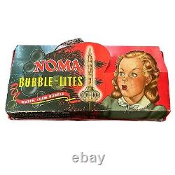 Vintage Noma Bubble-Lites, Set of 9 in the Original Box Cat No. 509 Metal Clips