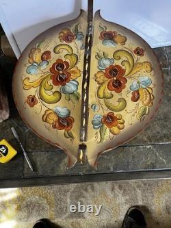 Vintage Norwegian Decorative Wooden Tine Box Rose Mailing Floral Painting