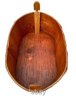 Vintage Norwegian oval tine box Rare scandinavian birch bark box 1960s