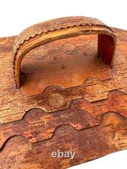 Vintage Norwegian oval tine box Rare scandinavian birch bark box 1960s