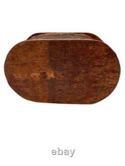 Vintage Norwegian oval tine box Rare scandinavian birch bark box 1960s