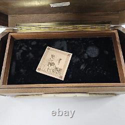 Vintage OLYMPUS INCOLAY STONE & Wood Jewelry Box 14×7×5 Double Layered READ