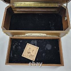 Vintage OLYMPUS INCOLAY STONE & Wood Jewelry Box 14×7×5 Double Layered READ