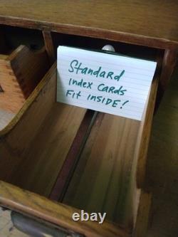 Vintage Oak 2-Drawer Library Index Card Card Box Brass Handles Utility
