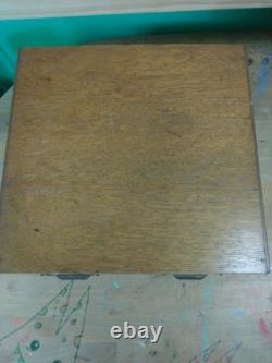 Vintage Oak 2-Drawer Library Index Card Card Box Brass Handles Utility
