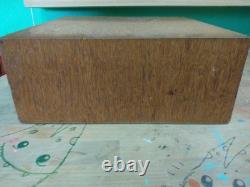 Vintage Oak 2-Drawer Library Index Card Card Box Brass Handles Utility