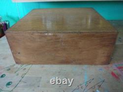 Vintage Oak 2-Drawer Library Index Card Card Box Brass Handles Utility