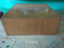 Vintage Oak 2-Drawer Library Index Card Card Box Brass Handles Utility
