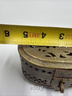 Vintage Old Antique Brass Fine Jail Cut Work Oval Shape Beautiful Jewelry Box