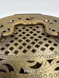 Vintage Old Antique Brass Fine Jail Cut Work Oval Shape Beautiful Jewelry Box
