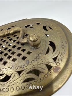 Vintage Old Antique Brass Fine Jail Cut Work Oval Shape Beautiful Jewelry Box