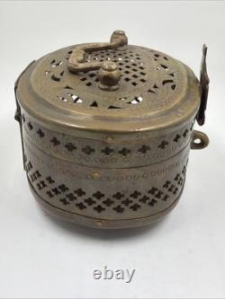 Vintage Old Antique Brass Fine Jail Cut Work Oval Shape Beautiful Jewelry Box
