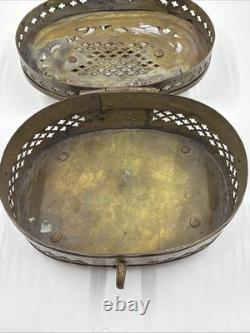 Vintage Old Antique Brass Fine Jail Cut Work Oval Shape Beautiful Jewelry Box