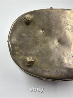 Vintage Old Antique Brass Fine Jail Cut Work Oval Shape Beautiful Jewelry Box