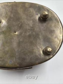 Vintage Old Antique Brass Fine Jail Cut Work Oval Shape Beautiful Jewelry Box