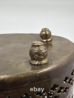 Vintage Old Antique Brass Fine Jail Cut Work Oval Shape Beautiful Jewelry Box