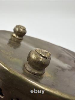 Vintage Old Antique Brass Fine Jail Cut Work Oval Shape Beautiful Jewelry Box