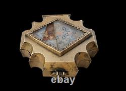 Vintage Old Antique Brass Hand Made Glass Painted Multiuse Beautiful Jewelry Box