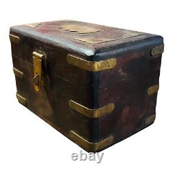 Vintage Old Antique Brass Rare Unique Space Rose Wooden Visiting Card Box