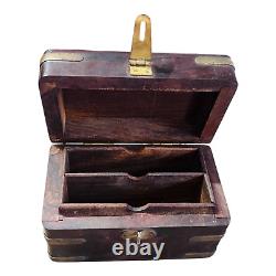 Vintage Old Antique Brass Rare Unique Space Rose Wooden Visiting Card Box