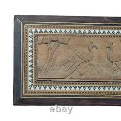 Vintage Old Antique Fine Bird Embossed & Cannel Bone Engraved Wooden Jewelry Box