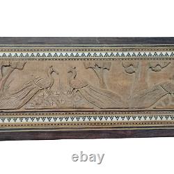 Vintage Old Antique Fine Bird Embossed & Cannel Bone Engraved Wooden Jewelry Box