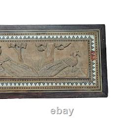 Vintage Old Antique Fine Bird Embossed & Cannel Bone Engraved Wooden Jewelry Box