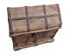 Vintage Old Antique Iron & Brass Work Rare Hut Shape Wooden Money / Jewelry Box