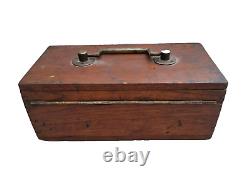 Vintage Old Antique Wood Brass Fittings Slide Lock System Wooden Jewelry Box